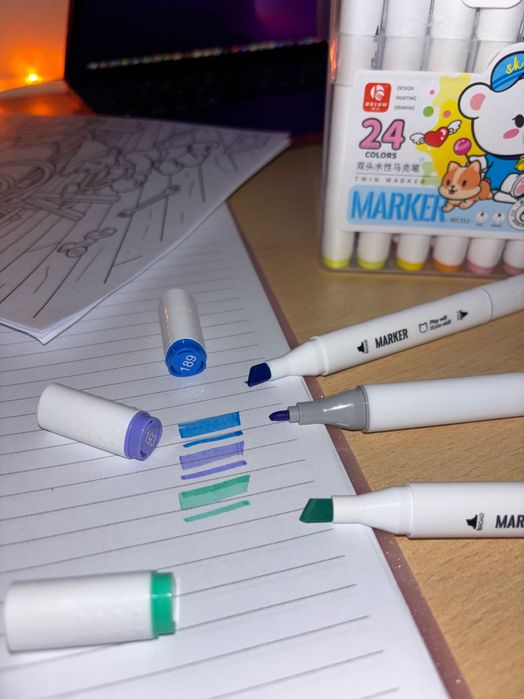 Професионални двустранни маркери TWIN MARKER – 24 цвята!