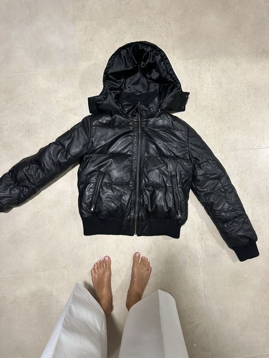 Дамско пухено яке от естествена кожа на марка SISLEY размер 46