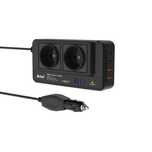 Invertor Auto 200W 12V–220V cu 2 Prize AC 2x USB 2.4A + 2x USB QC 3.0