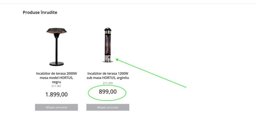 Încălzitor de terasă Hortus 1200 W,Aluminiu,(Super Ofertă).