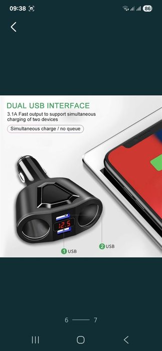 Incarcator priză brichetă•usb•voltmetru