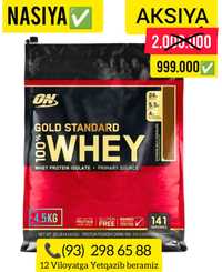 Whey Gold Standard 4.5 kg protein USA Nasiya bor
