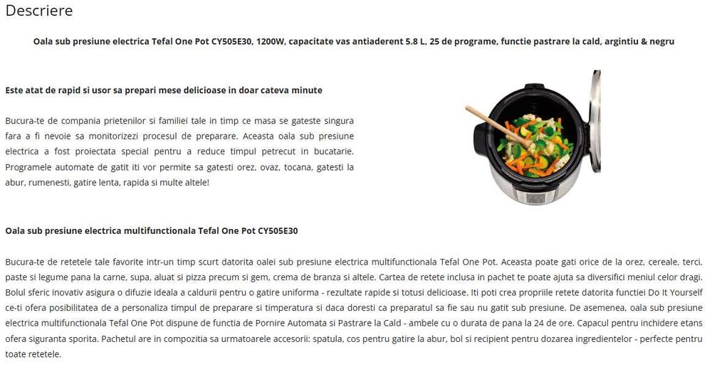 Oala TEFAL, electrica, sub presiune ONE POT 5,8L noua