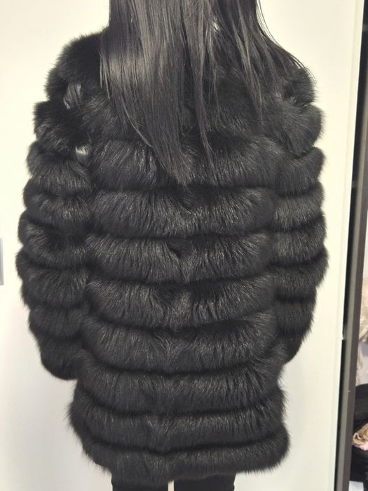 Кожено палто естествен косъм лисица