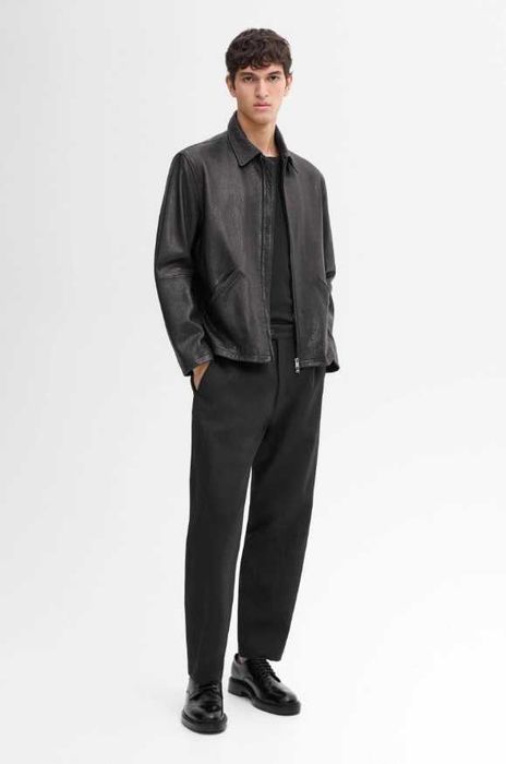 Jacheta geaca piele M L Massimo Dutti NOUA piele naturala moale negru