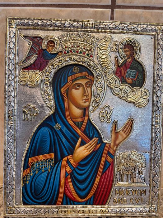 icoana veche argintata icoana veche dim inaltime 27 cm latime 23 cm