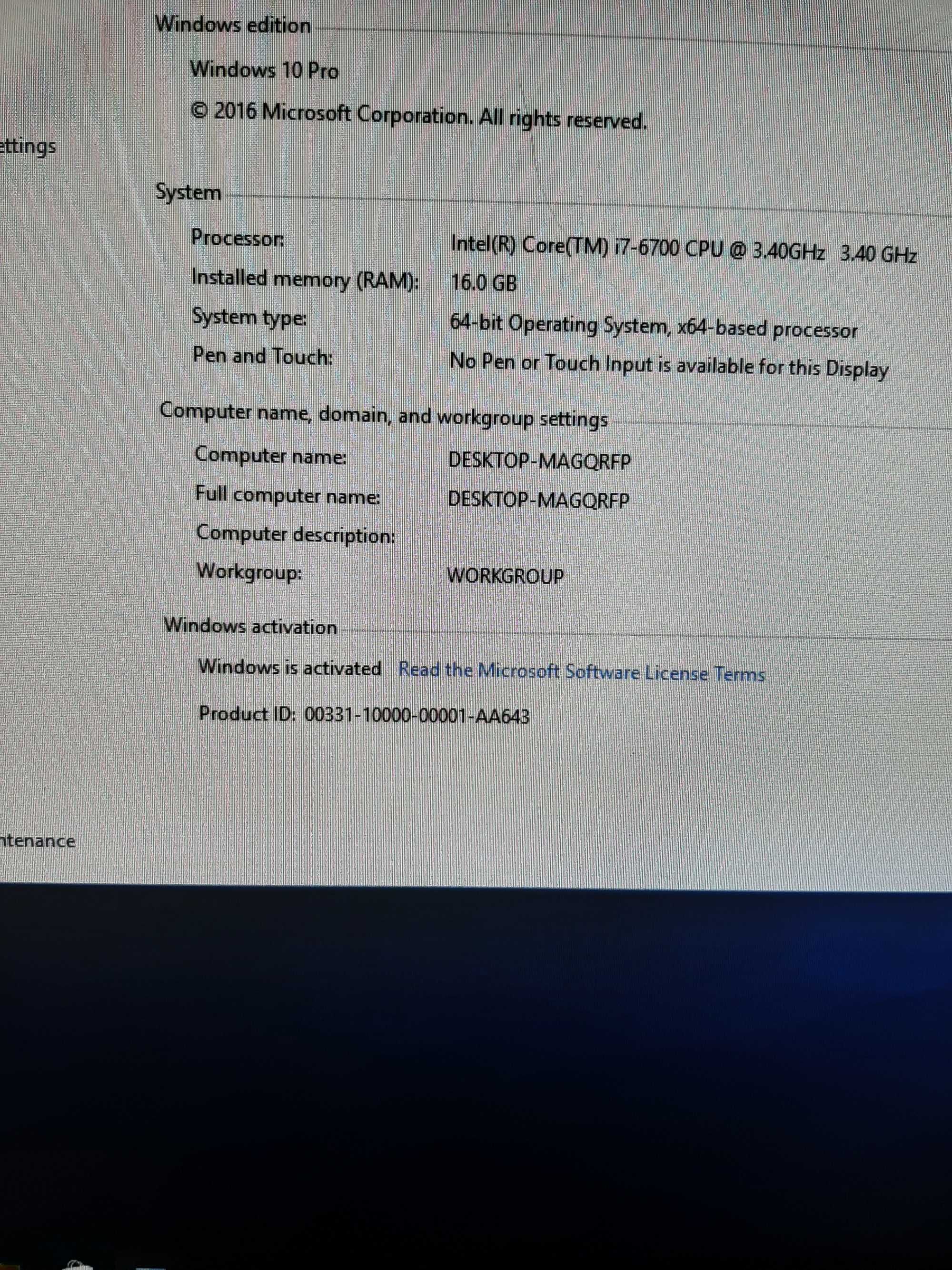 PC Gaming, I7 6700, Video Dedicat 8GB DDR5,Ram  16GB DDr4