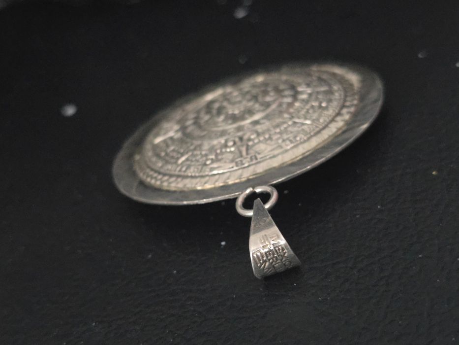 Pandantiv argint masiv - Calendar Aztec /Două Fete - ORIGINE MEXIC