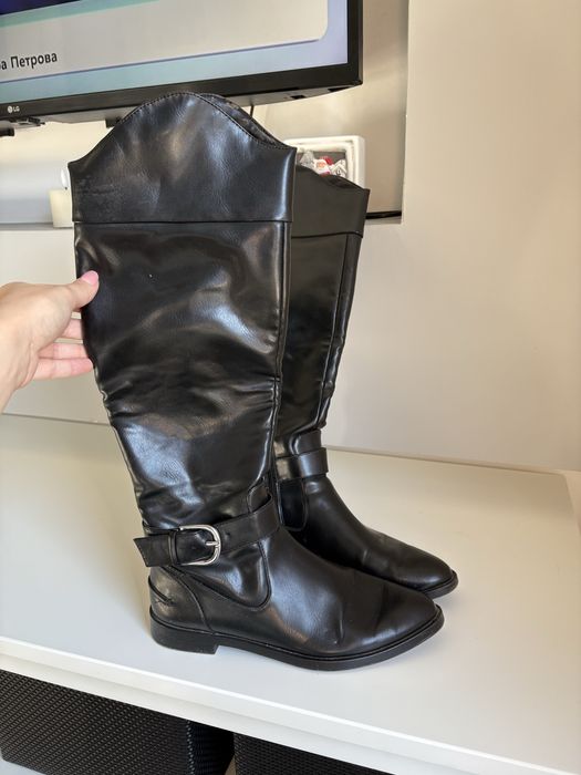 Черни ZARA кожени боти ботуши  Casadei City