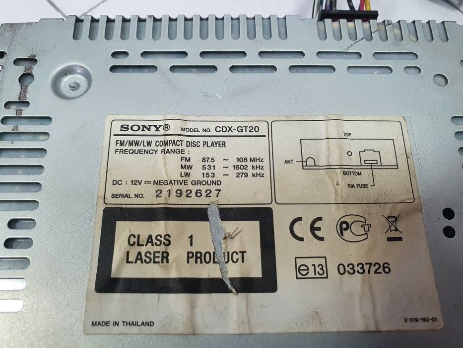 Radio casetofon cu MP3 OPEL ASTRA G Estate F35_, T98 1998 - 2009 1.6 16V X 16 XEL, Z 16 XE SONY CDX-GT20