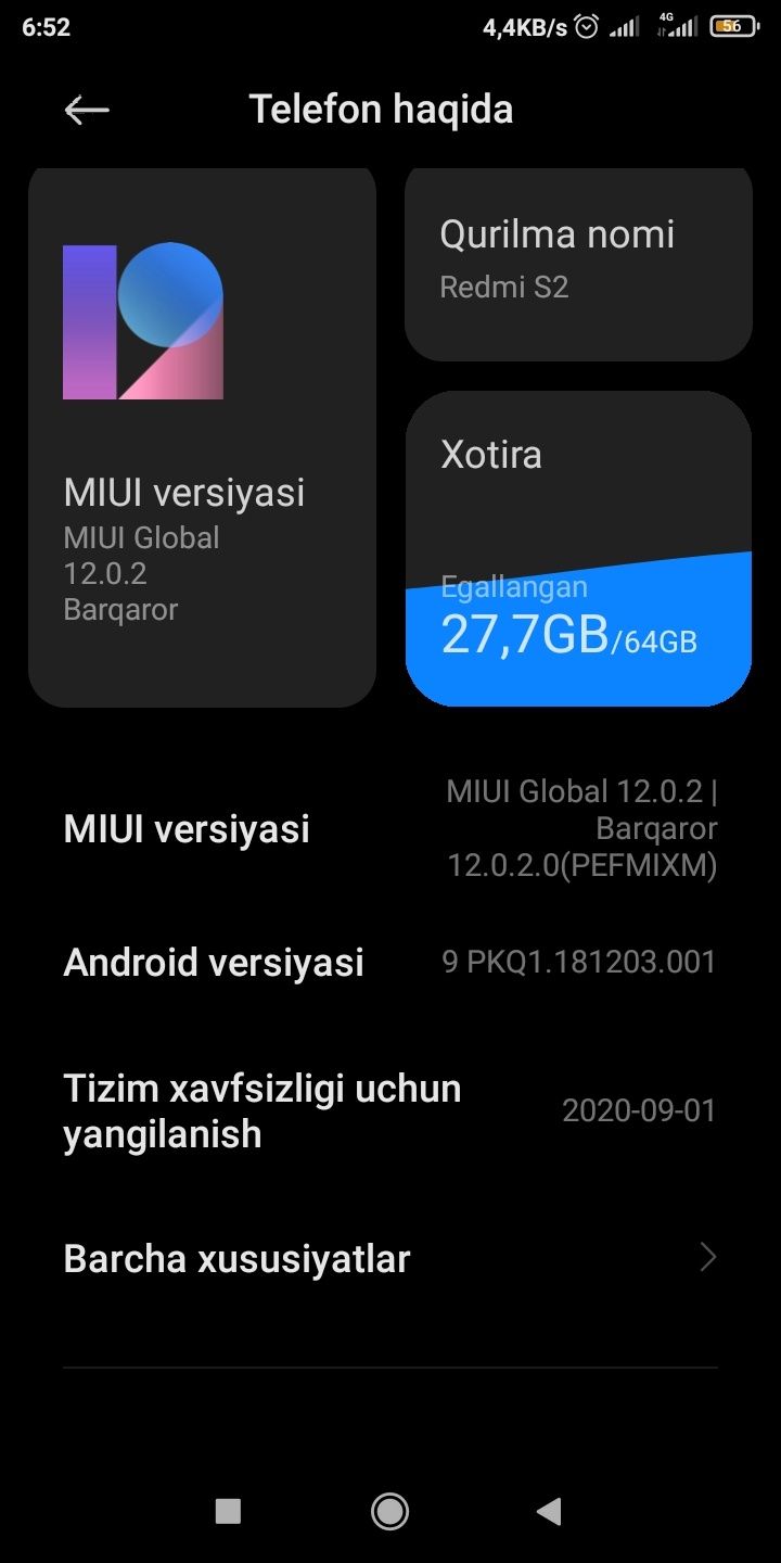 Redmi S2  64/4 sotiladi srochno pul kerak