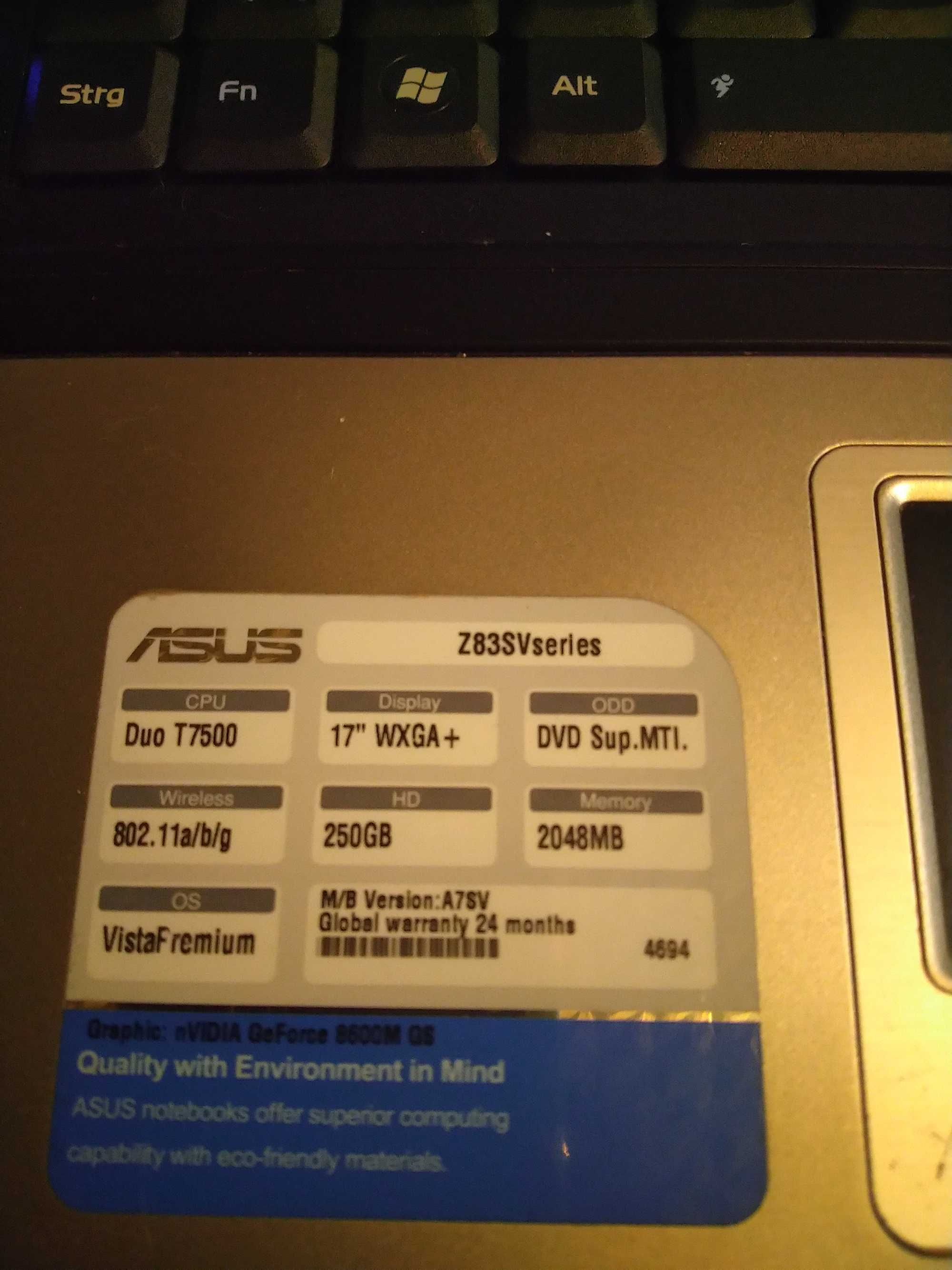Лаптоп ASUS Z83SV за части