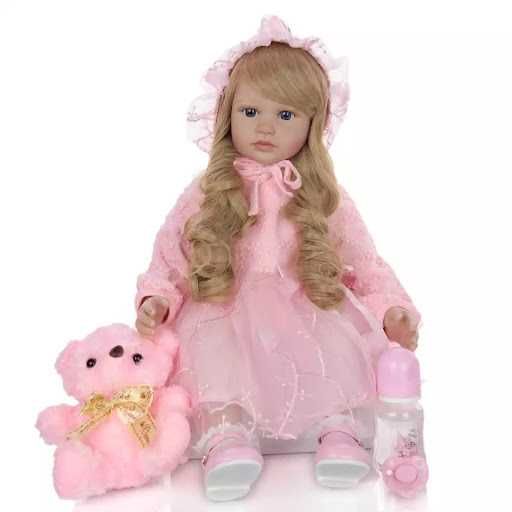 *Papusa blonda Reborn Baby Girl Doll cu ochi albastri_60 cm_silicon