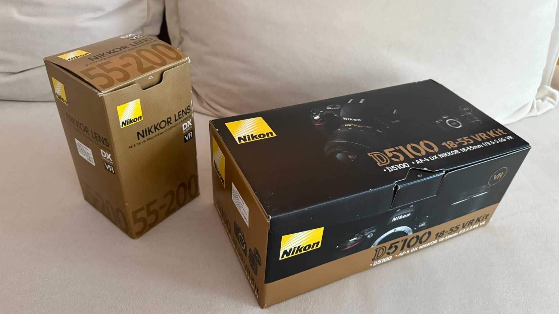 Nikon D5100 + обектив 18-55мм (китов) + обектив 55-200мм + аксесоари