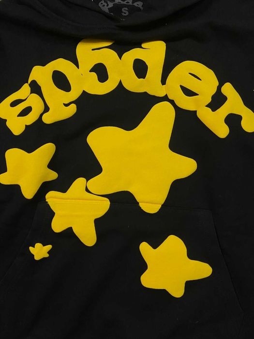 Hanorac Sp5der Negru Stele Galbene