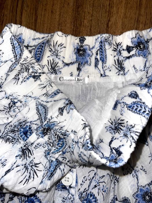 пола набрана къса памучна  кристиан диор бяла синя christian dior