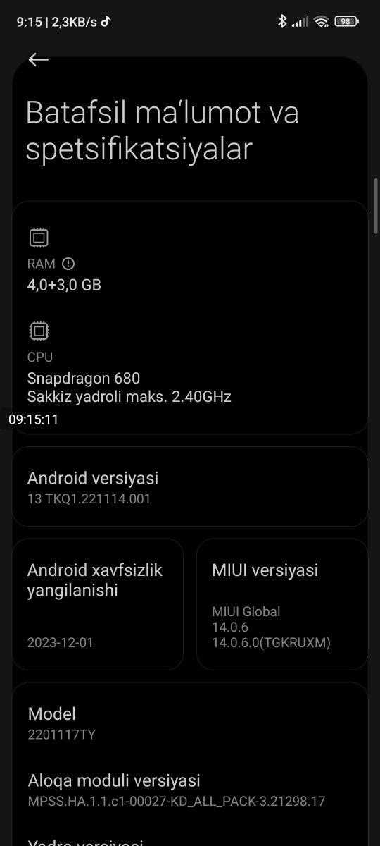 Redmi not 11 8 X 128