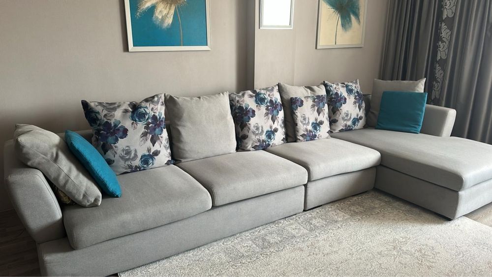 Диван угловой, серый