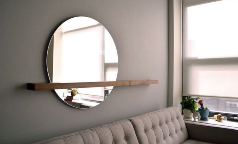 Огледало с  дървен акцент за Вашата баня всекидневна трапезария хол