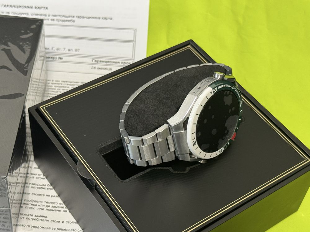 КАТО НОВ 48mm Huawei watch Ultimate Yettel Гаранция 2027 Green Titan