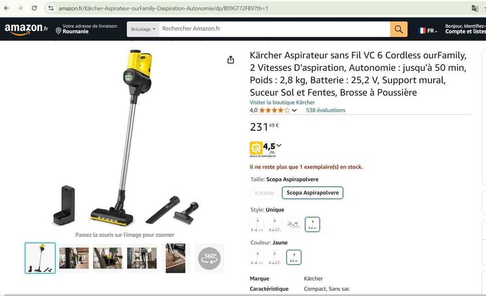 Aspirator Kärcher VC 6 Cordless (fara baterie)