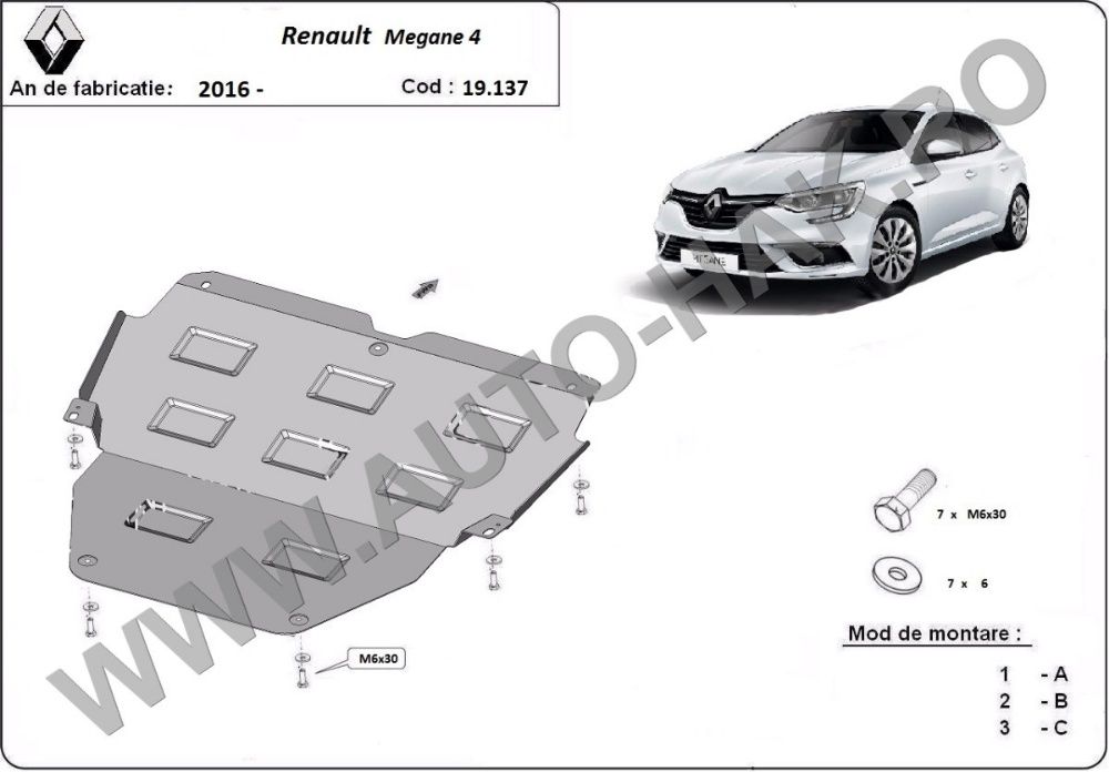 Scut motor metalic Renault Megane 2016-prezent