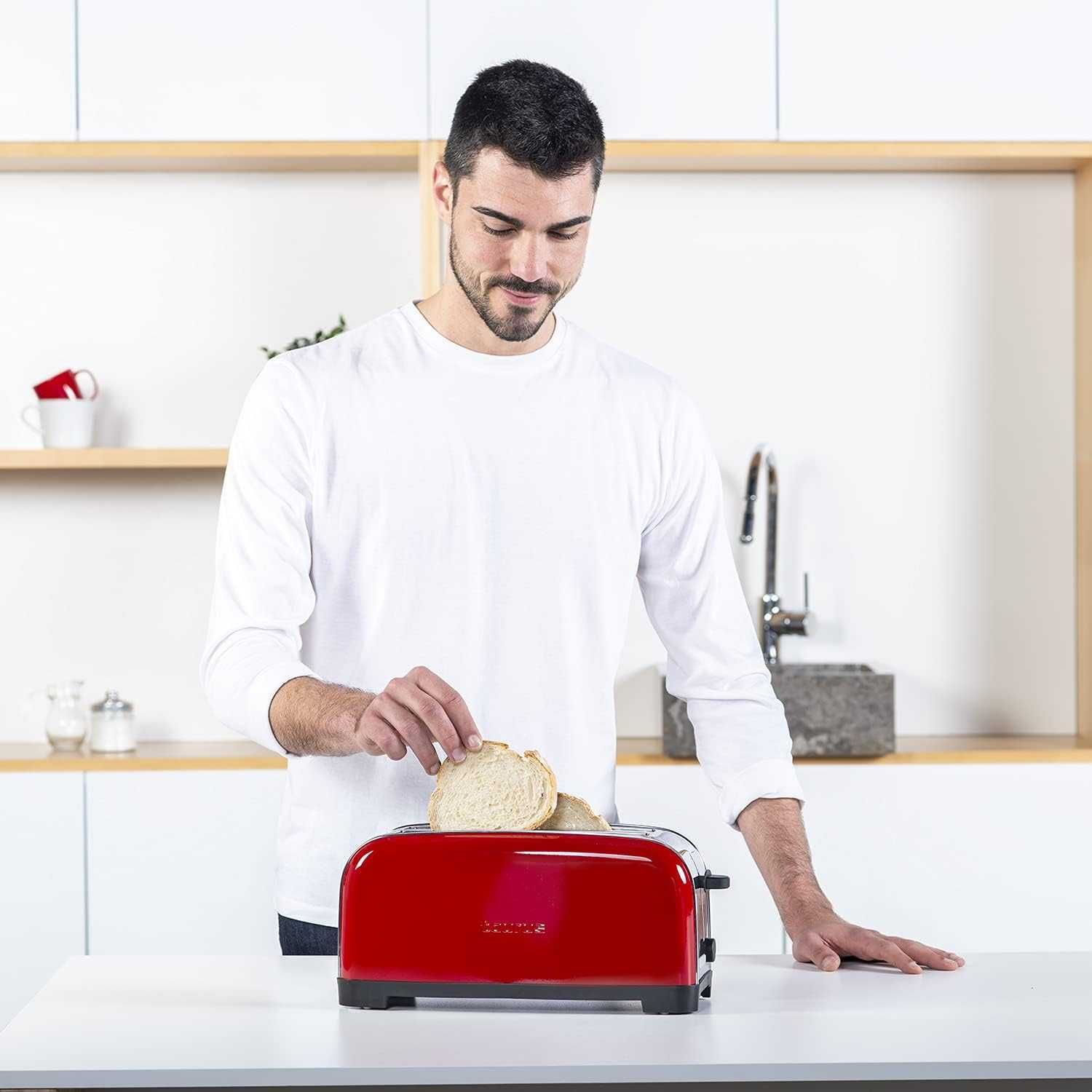 Тостер Taurus Vintage Red, 1400W, Дълги Слота