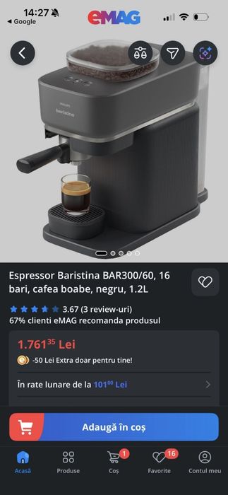 Expresor Philips Baristina BAR300/60