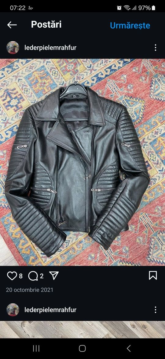 Geaca biker, piele naturala