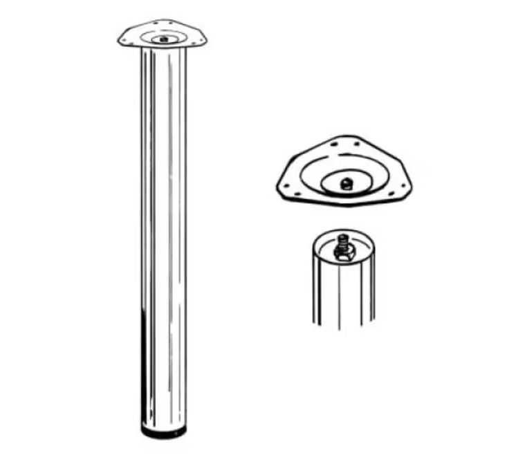 Set 4 picioare  reglabile pentru mese, Ø 60 mm, H=710 mm, crom,metal