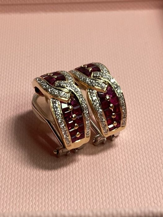 Cercei aur 18kt cu rubine si diamante