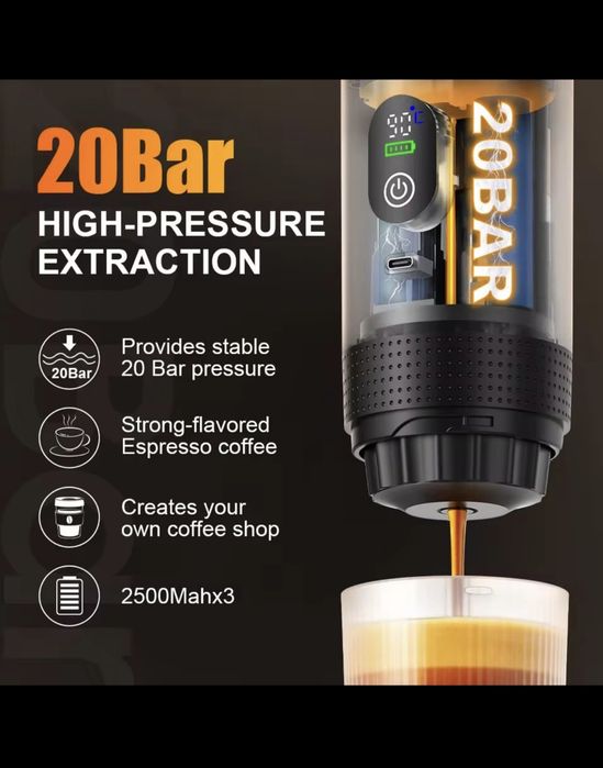 Портативна зареждаща се с USB кафемашина 3 в 1