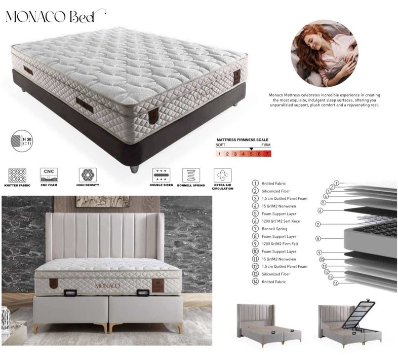 Тапицирана спалня Monaco Bed - Venus Cream