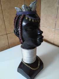 Statueta cap femeie africana, inalt 31cm, din compozit