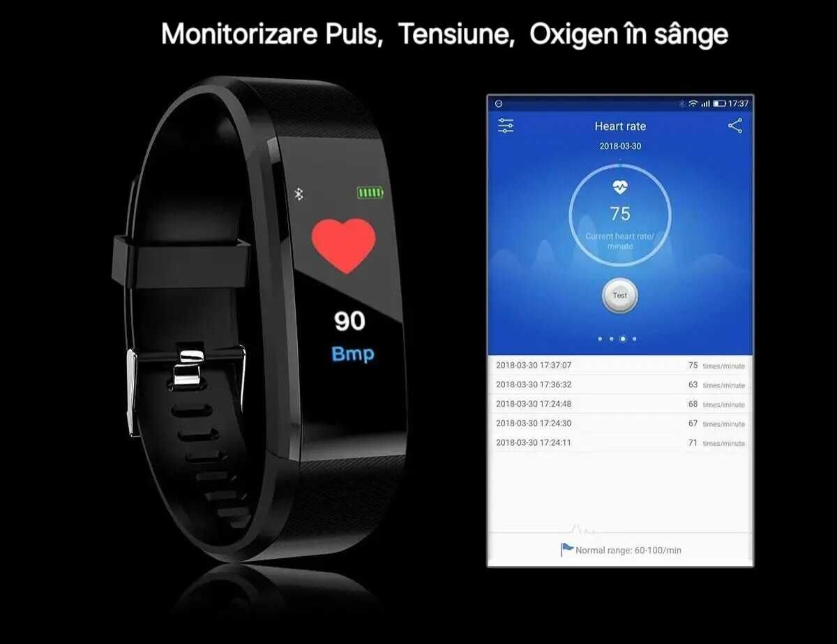Smartwatch bluetooth performant Negru. Apel/ Mesaje. Sport și sănătate