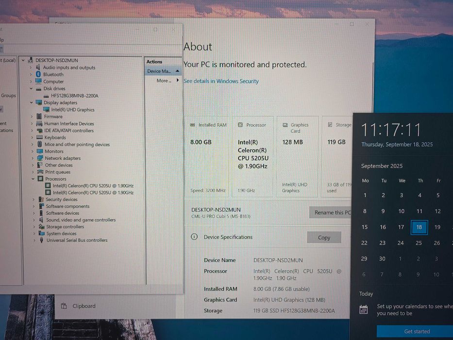 Mini PC / Barebone MSI Cubi B183 - Intel Celeron 5205u - gen 10
