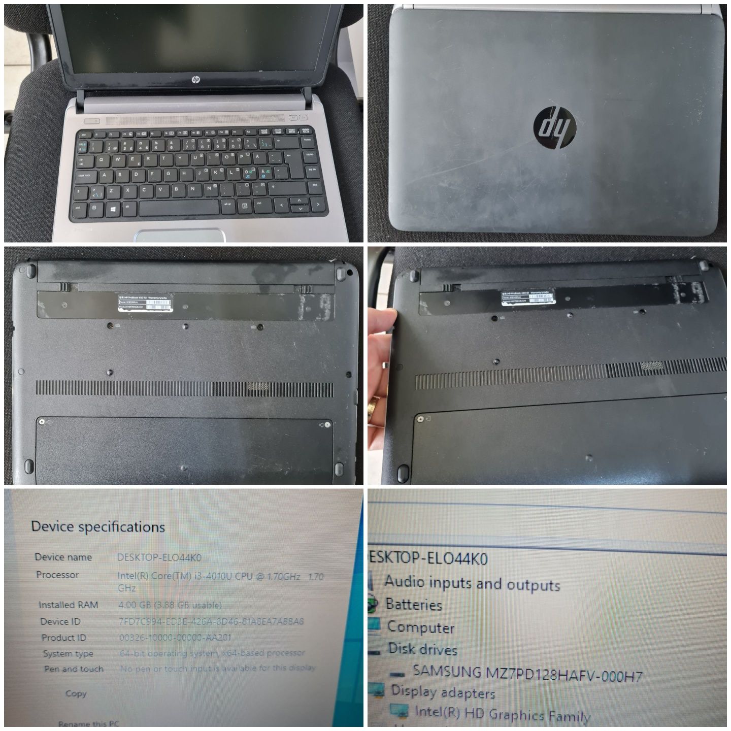 Vand laptop hp probook 430 g1 i3 4010u 4gb ram ssd 128gb