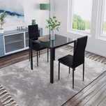 Masa dining din sticla neagra cu picioare metalice 70x70 cm