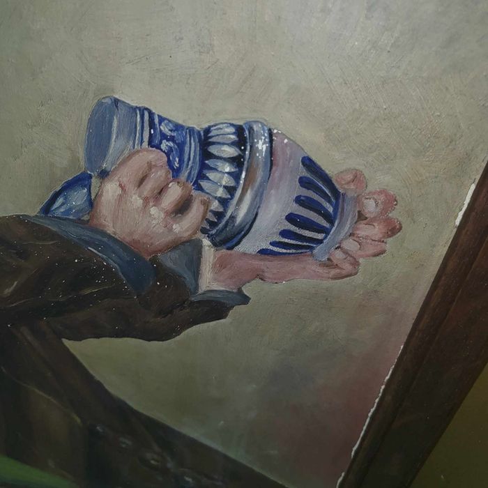 Стара картина маслени бои Репродукция на  Джудит Лейстър,