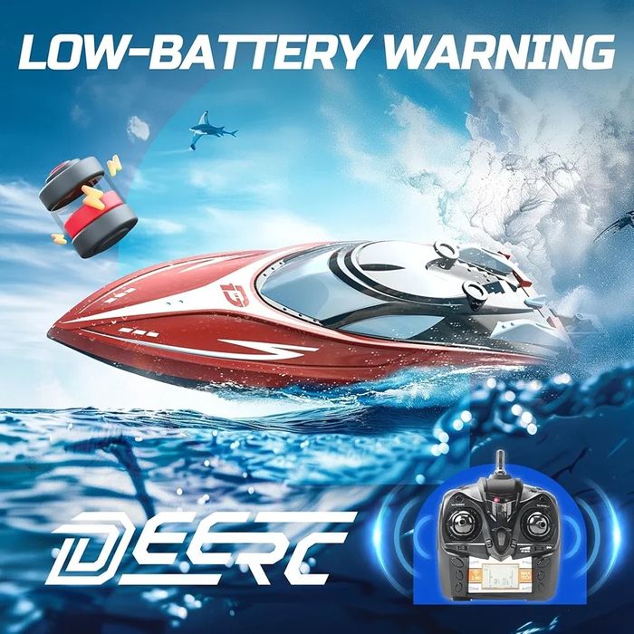 DEERC H120 - Бърза RC лодка с дистанционно , 2.4GHz + 2 батерии 7.4V