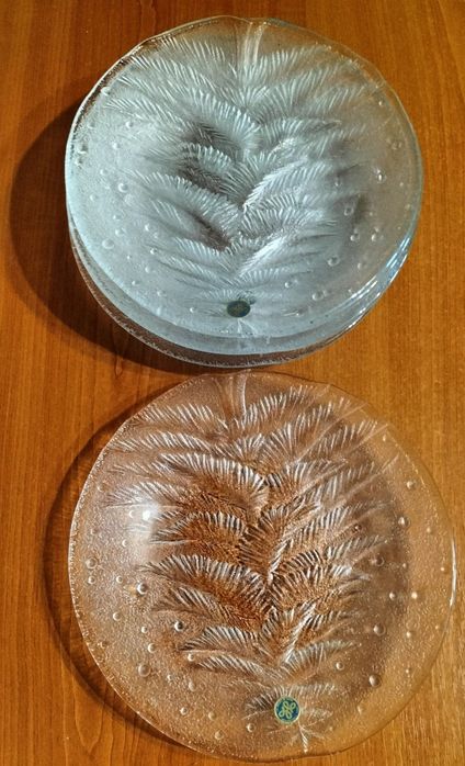 Set (6 farfurii) din sticlă groasă, Made in Japonia, nou