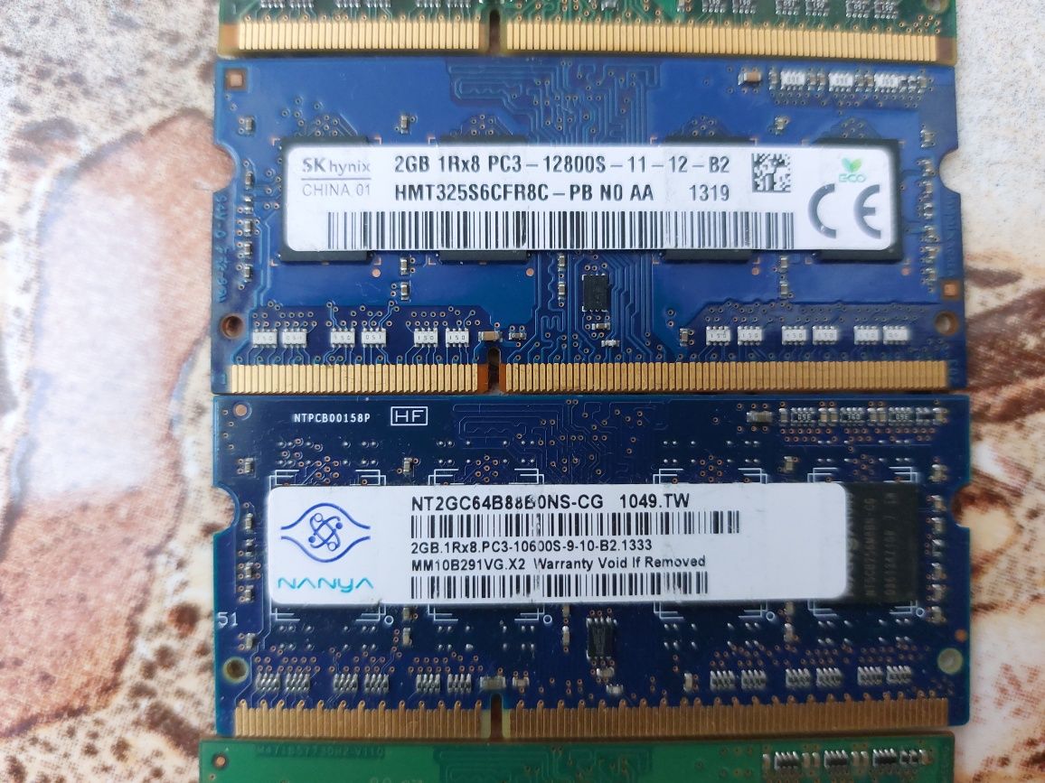 LOT 5 memorii RAM Laptop 2gb ddr3 1333mhz, 1600mhz