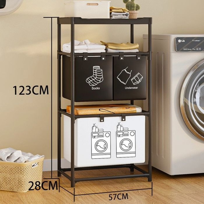 Мултифункционален органазйер за мръсни дрехи с 3 кошници и 3 рафта
