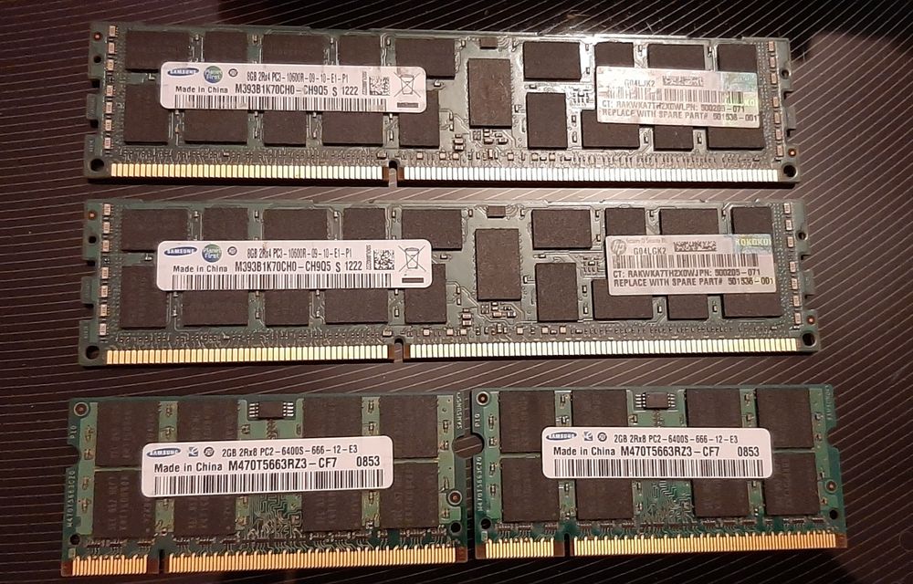 Memori RAM 16GB PC3 - 10600R Server/ 2GB PC2 - 6400S Laptop