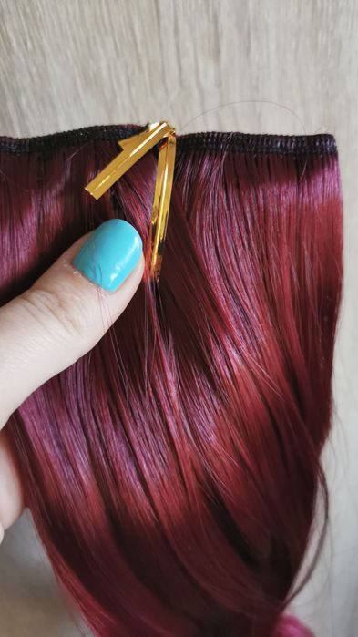 Extensii de par ondulate, 5 clipsuri, diverse culori, NOI, 60 cm