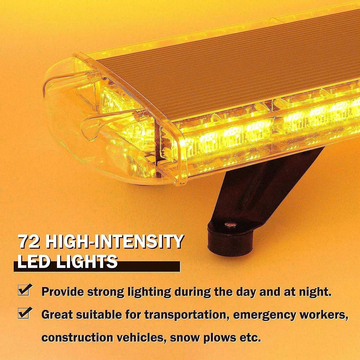 Мощна 72 LED аварийна сигнална лампа блиц маяк, 98см, 12-24V,15 режима