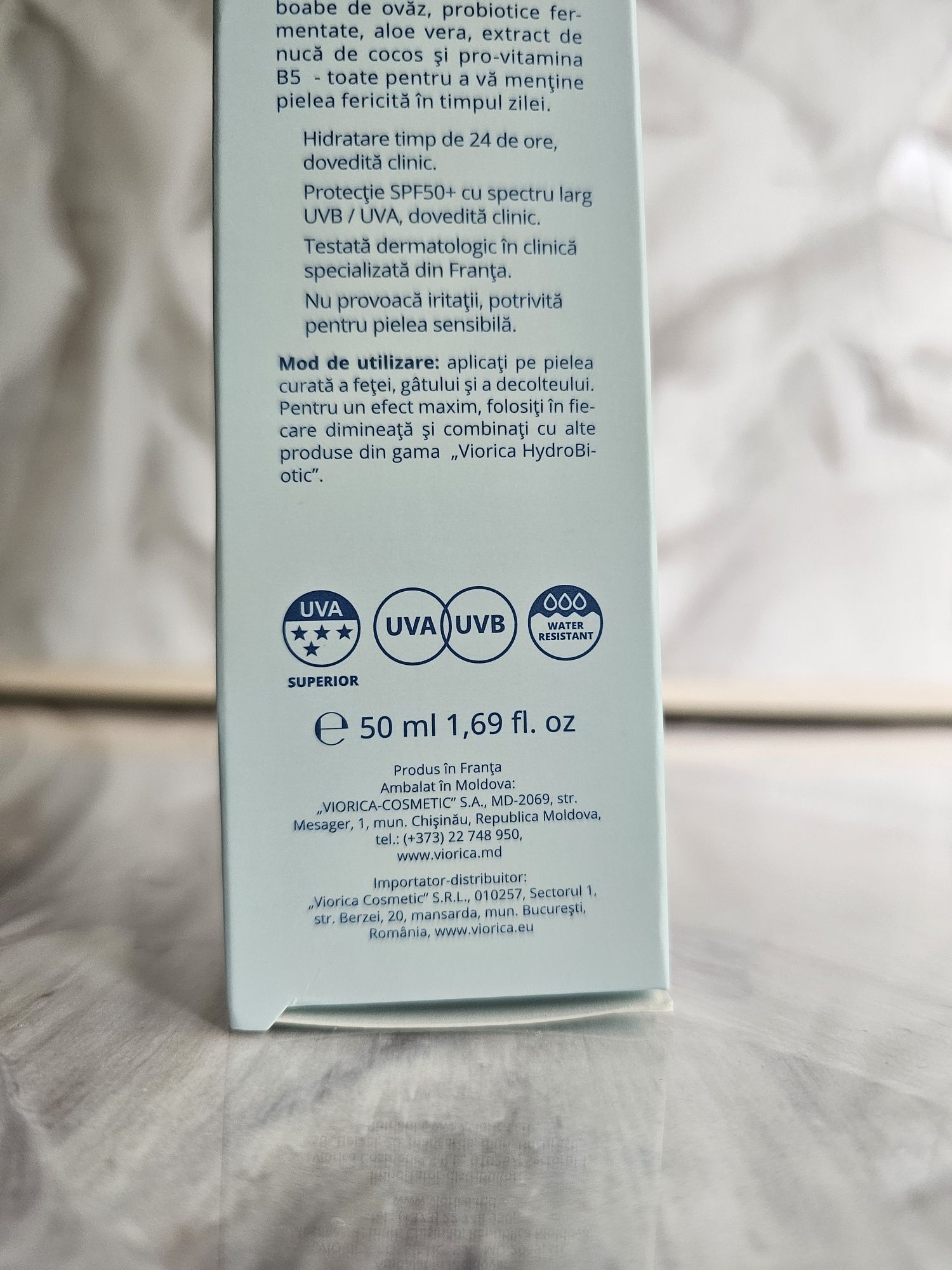 Crema ten zi SPF 50 Hydrobiotic Viorica Cosmetic - Noua sigilata