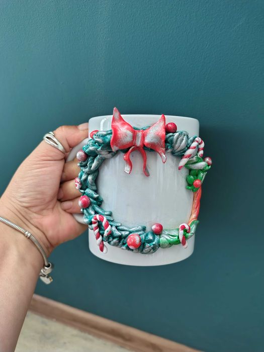 Чаша -Коледен венец ,полимерна глина