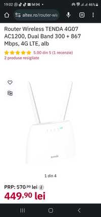 Router Wireless TENDA 4G07 AC1200, Dual Band 300 + 867 Mbps, 4G LTE, a