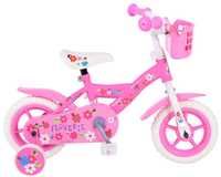 Bicicleta pentru copii Volare Flowerie, 10 inch, culoare roz/alb, fara